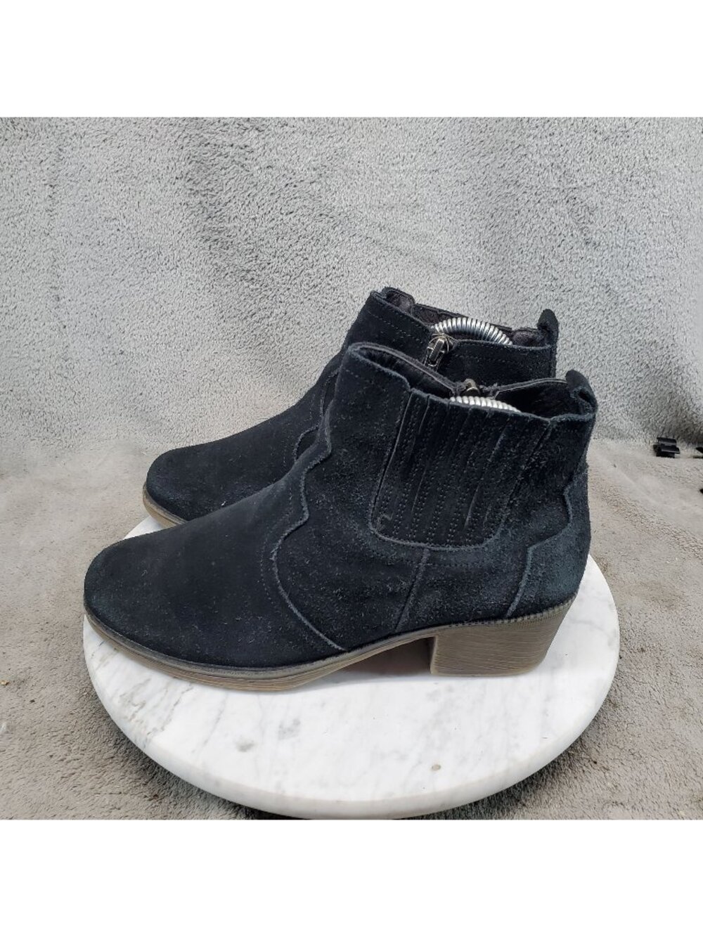 Propet Shoes Womens Size 7.5 Reese Black Suede Ankle Comfort Booties *Read*